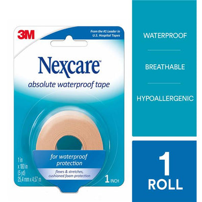 Tape First Aid Nexcare Foam 1x180" Adhesive White 24rl/Bx